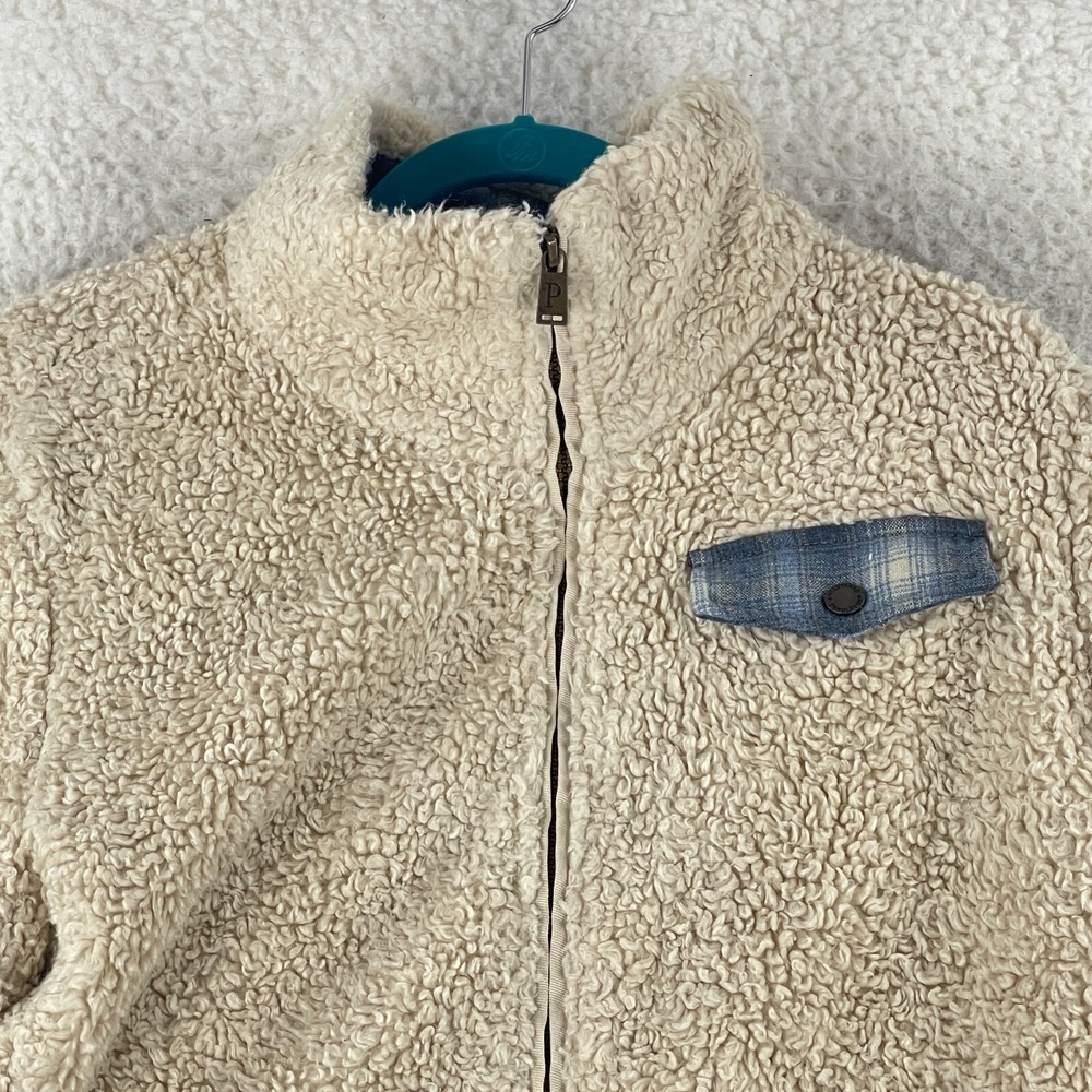 Pendleton Fleece Jacket Womens Large Ivory Sherpa Flannel Lined Full Zip Cozy - Picture 2 of 16